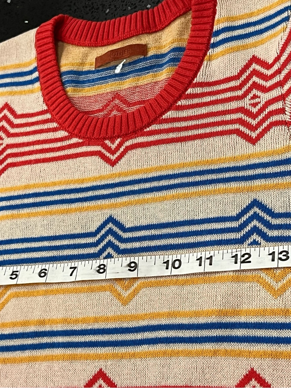 MOTHER The Itty Bitty Scoop Neck Knit Top Twin Peaks Stripe Pearl S NWT - Picture 7 of 13